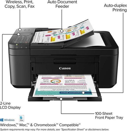 Canon PIXMA TR4720 All-in-One Wireless Color Inkjet Printer - Print, Copy, Scan, Fax | 4800 x 1200 dpi, Black