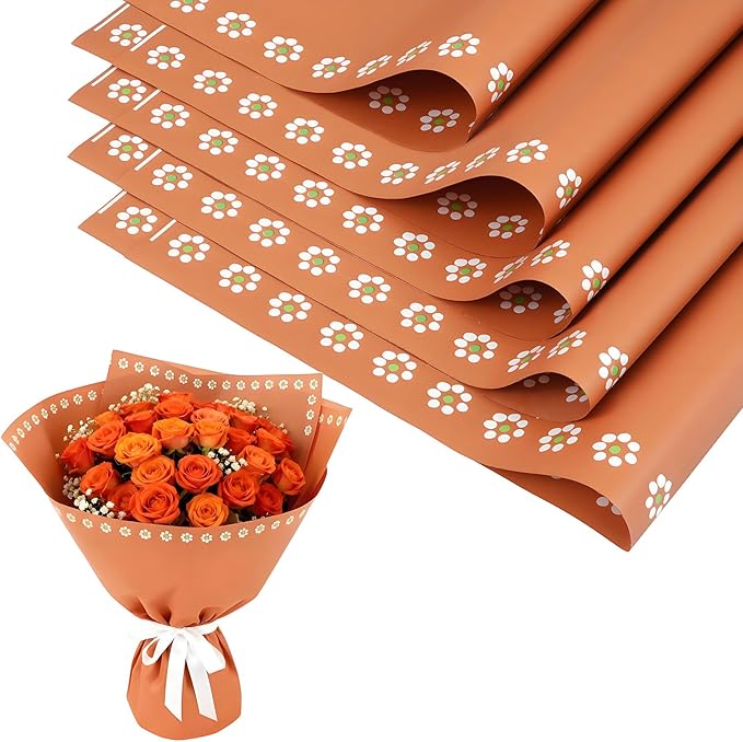 AIHSUMC 40 Sheet Mexican Flower Wrapping Paper, Matte Waterproof Floral Wrapping Paper, De Barro, DIY Flower Bouquet, Floral Gift Wrap for Wedding Birthday Barro Bouquet Florist Supplies
