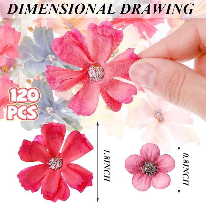 Geosar 120 Pcs Small Flowers for Crafts Mini Faux Flowers Artificial Silk Fabric Floral Arrangement Decor for DIY Wreath Bouquets Wedding Shower Home Decor(Multicolor,Classic Style)