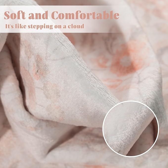 MUJOO 3x5 Rug Washable,Pink Floral Area Rugs for Bedroom Bedside Entryway Living Room Kitchen,Boho Small Indoor Floor Rug Non Slip Throw Carpet Low Pile Vintage