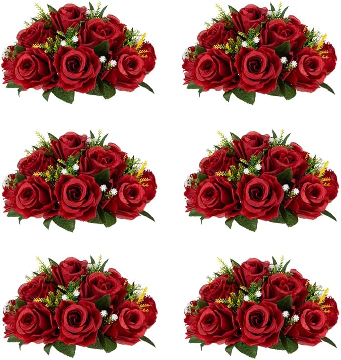 Flower Centerpieces for Wedding Tables: Wedding Table Decorations Crimson Flower Balls Centerpieces for Engagement Cerebration Party Center Pieces 6 Packs