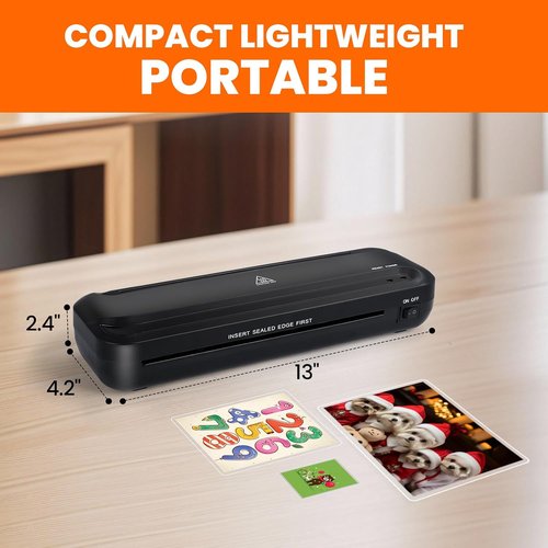 CAREGY 9-Inch Thermal Laminator Machine - Easy Document & Photo Lamination for Home & Office - Black