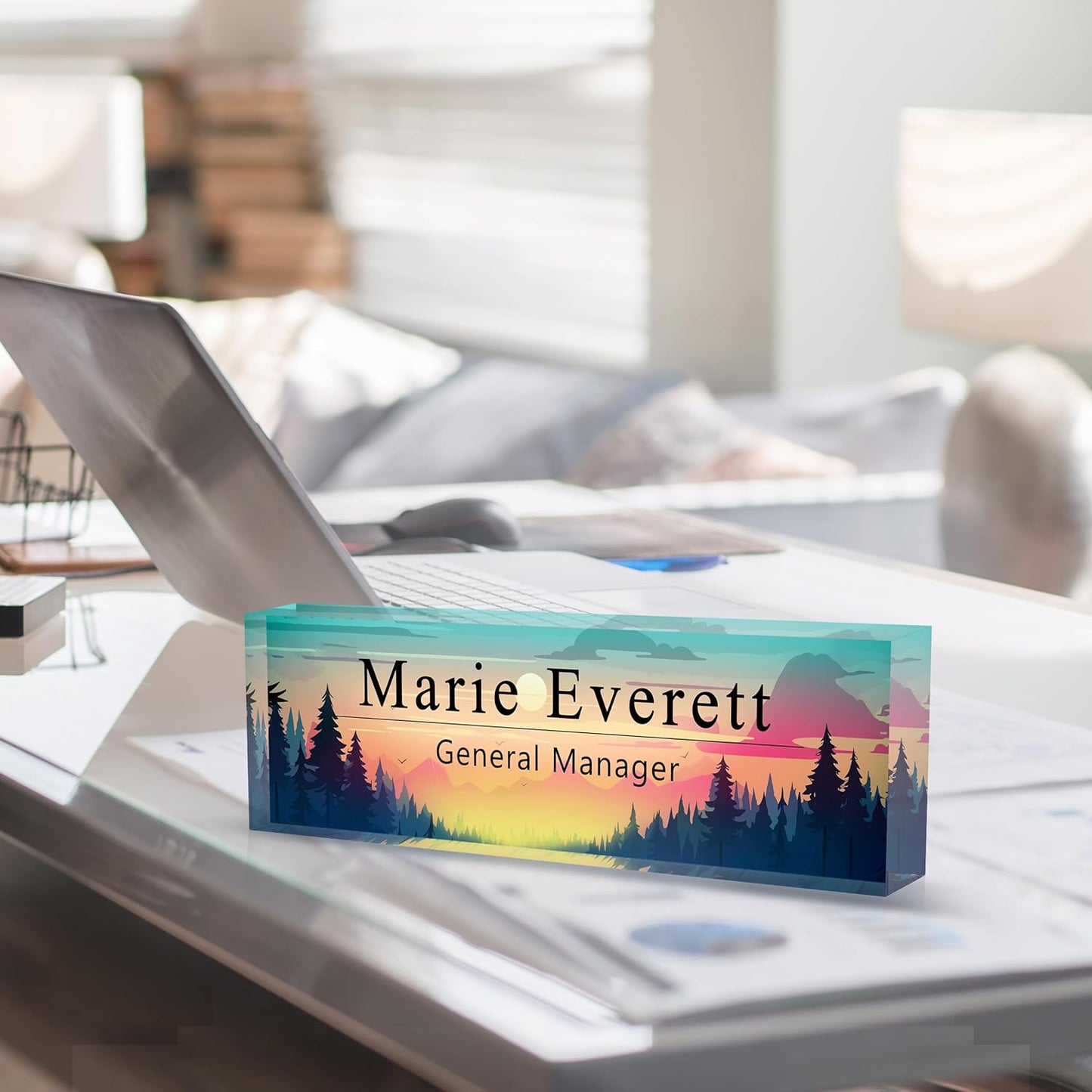 Skiennix Custom Name Plate - Personalized Acrylic Desk Accessory | Ideal Boss Appreciation Gift