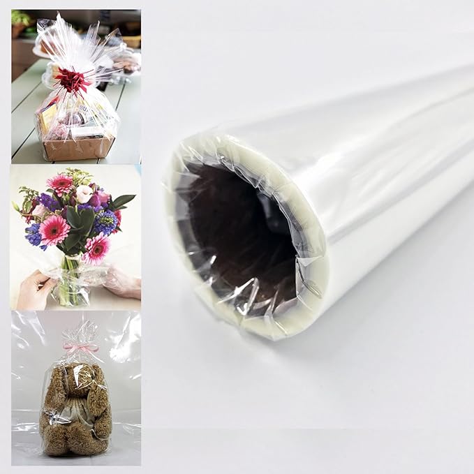 Craft And Party Clear Cellophane Wrap Roll, 40" X 100ft Cellophane, Gift Wrap Roll - Not Folded