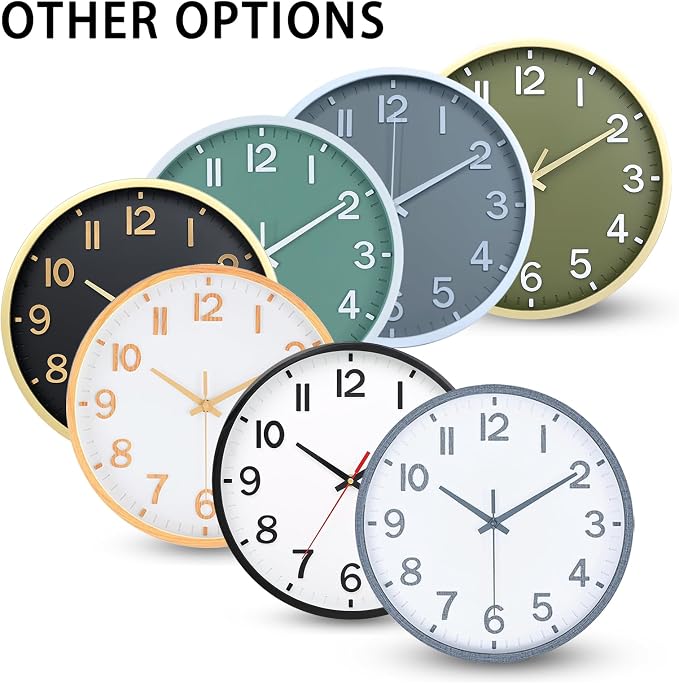 Wall Clocks Battery Operated 10 inch Modern Wall Clock,Silent Non Ticking Wall Clock for Living Room Bedroom Kitchen Office Classroom Decor (Texture Gray White)
