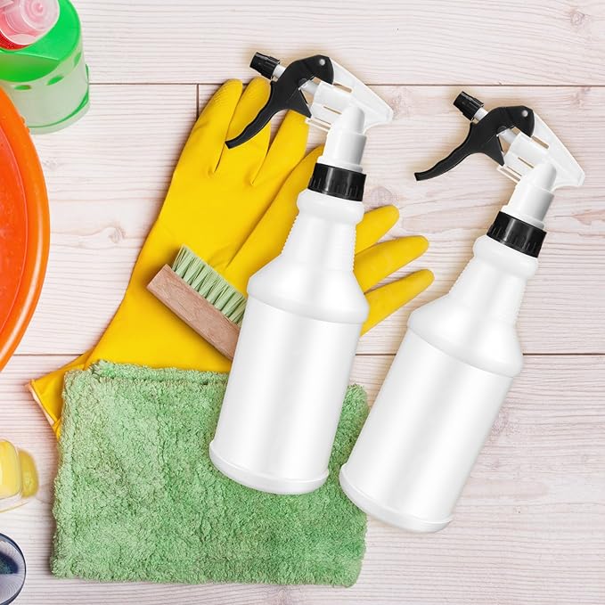 Rtteri 24 Pcs 16 Oz Plastic Spray Bottle for Cleaning Solutions Bulk Empty and Reusable Leak Proof Spraying Bottles for Cleaning, Water, Auto Details, Commercial, Bathroom(Black, White)