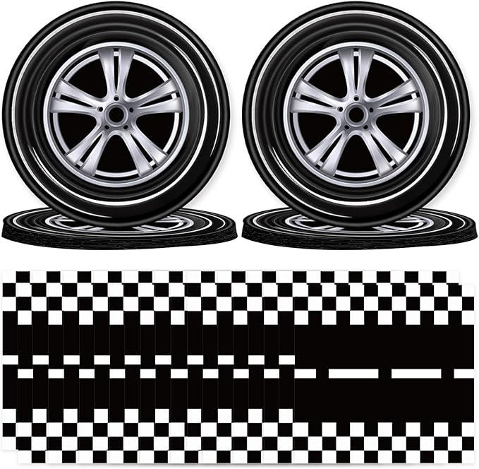 T-Antrix 40 Pcs Race Car Plates And Napkins Party Supplies, Race Car Birthday Decorations Disposable Paper Tableware Set for Boys Kids Birthday Party Serves 20