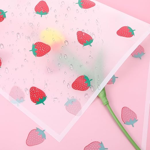 20 Sheets Flower Wrapping Paper, Translucent Strawberry Flower Bouquet Wrapping Paper with Ribbon White Floral Papers White Gifts Wrapping Papers for Bouquets Birthday Girl Wedding Christmas Valentine