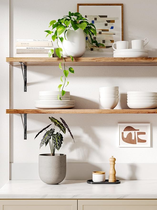 LE TAUCI 6 Inch Plant Pot, Ceramic Planter for Herbs & Small Houseplants, Tabletop Indoor Pot for Shelf, Desk and Windowsill, Small Planter with Drainage Hole & Rubber Plug, Neutral Gray