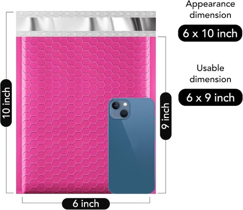 Fuxury Bubble Mailers - 6x10" Pink Padded Envelopes | 1000-Pack Strong Adhesion for Small Business Shipping