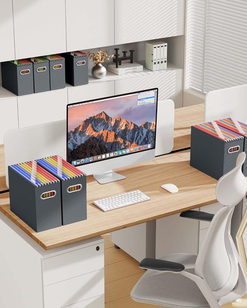 Oterri Cardboard File Organizer Box - Letter Size for Hanging Folders | Dark Grey, 8 Pack