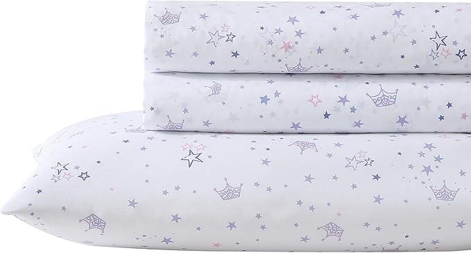 Laura Ashley Kids - Full Sheets, Soft Wrinkle-Resistant Toddler Bedding Set, Fun & Whimsical Bedroom Decor, Ideal Girl Room Essentials (Dancing Stars Purple, Full)