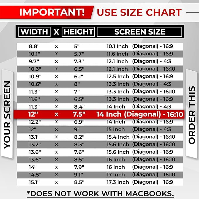 SightPro Magnetic Laptop Privacy Screen 14 Inch 16:10 - Removable Computer Privacy Filter Shield and Protector