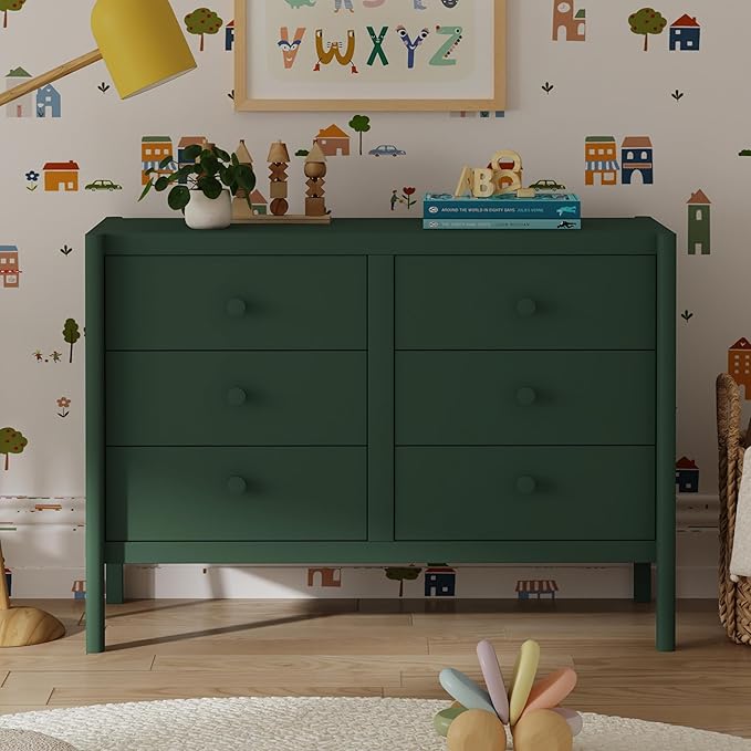 Davinci Birdie 6-Drawer Dresser in Forest Green, GREENGUARD Gold Certified