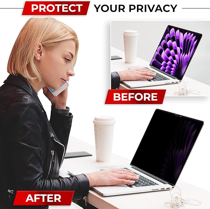 SightPro Magnetic Privacy Screen for MacBook Air 15 Inch (2023-2025, M2, M3, M4) Removable Laptop Privacy Filter Shield and Protector