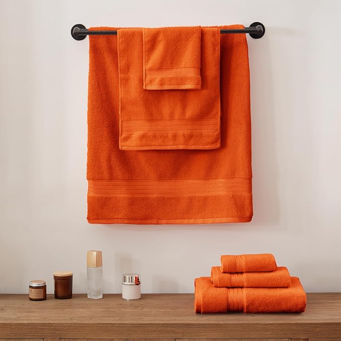 COZYART Burnt Orange Hand Towels for Bathroom 4 Pcs, 13x30 Cotton Guest Hands Towel Set Super Soft Highly Absorbent Durable 650 GSM for Daily Use
