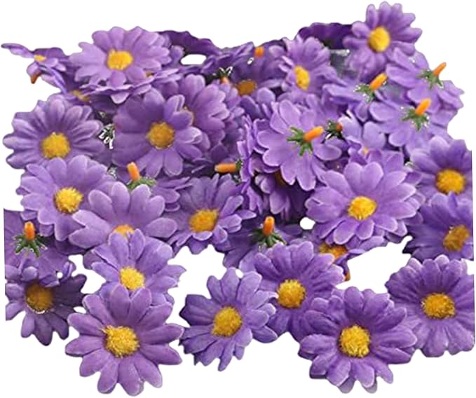 100Pcs Daisy Flowers Artificial, 1.57 Inch Simulation Mini Artificial Daisy Flowers, Realistic Silk Cloth Sunflower Heads for Home Wedding Decor