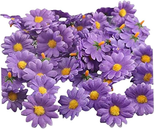 100Pcs Daisy Flowers Artificial, 1.57 Inch Simulation Mini Artificial Daisy Flowers, Realistic Silk Cloth Sunflower Heads for Home Wedding Decor