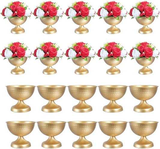 6.5 inch 20 pcs Brass Vase Bowl Gold Centerpieces for Tables Wedding Party Event Gold Accent Decorative Bowl Vintage Style