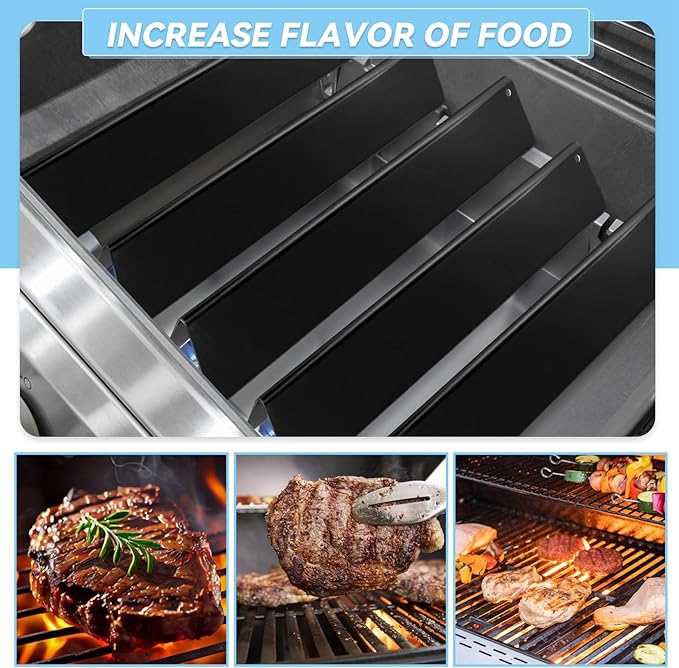 17.5" Flavorizer Bars for Weber Genesis 300 Series Grills with Front Control Knob, Replacement for Genesis E310 S310 E320 S320 E330 S330 Porcelain Enameled Steel Heat Plates for 7620, 5 Pack