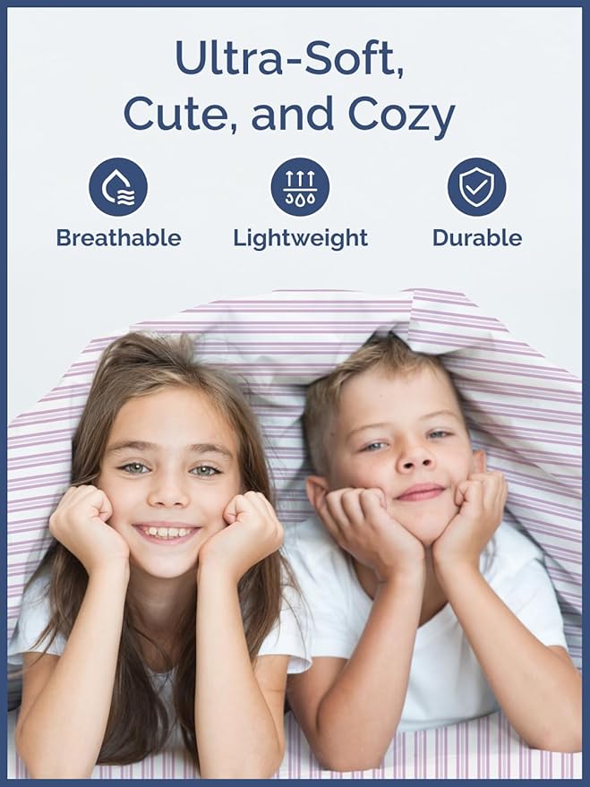 Kids Pink Stripes Twin 3 Piece Sheet Set - Boys, Girls, Teens, Toddler - Easy Fit, Deep Pockets - Breathable, Hotel Quality Sheets - Machine Washable - Wrinkle Free - Cute, Cozy & Soft - CGK Linens