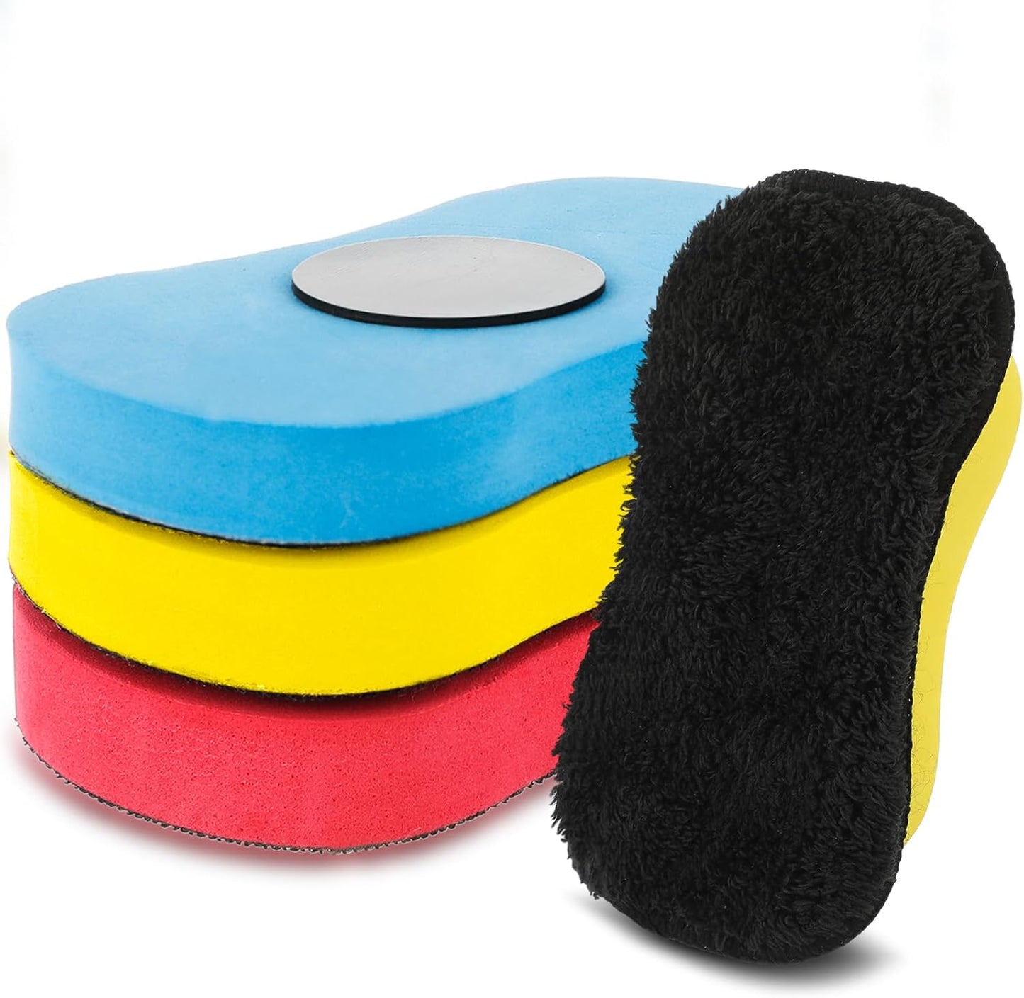 Zonon Chalkboard Erasers - Dust-Free Magnetic Reusable Set of 9 for Home & Office | Red, Yellow, Blue