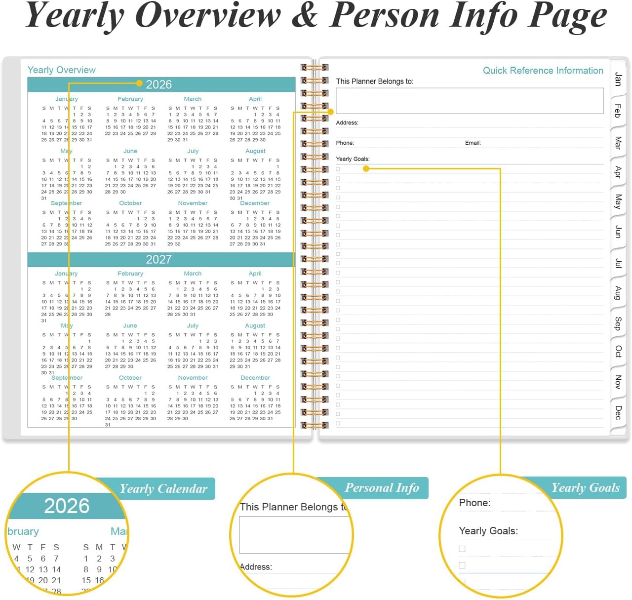 2026-2027 Monthly Planner | 18-Month Calendar with Tabs, 9" x 11", Strong Twin-Wire Binding, Pink