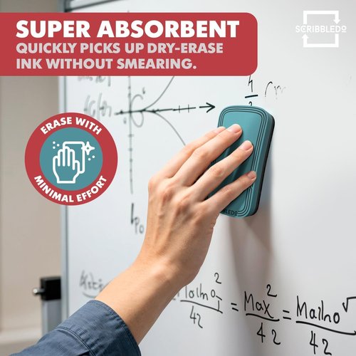 SCRIBBLEDO Magnetic Whiteboard Erasers - 4 Pack in Soft Modern Colors | Ideal for Teachers & Students