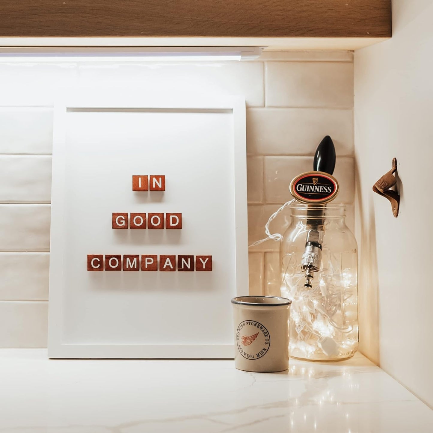 Stiles Magnetic Letter Board - 16"x12" Wooden Message Board for Menu & Announcements | Pink Decor