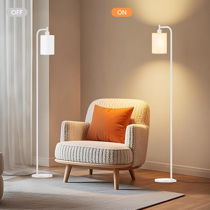 SIBRILLE Floor Lamp with Linen Shade, Dimmable Tall Standing Lamp with Remote Control & 3 Color Temperatures, Modern Floor Lamps for Living Room Bedroom Office Corner, 9W LED Bulb Included