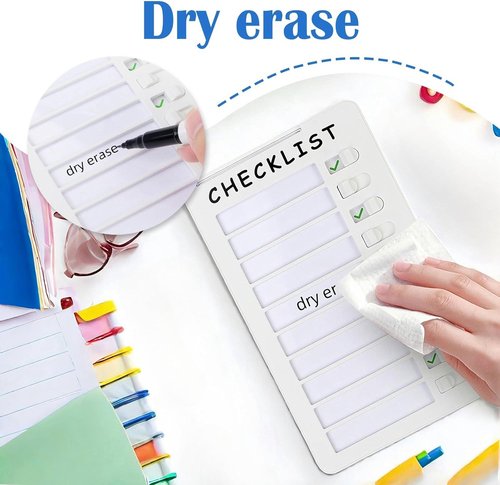 Dry Erase Chore Chart - Standable Whiteboard Checklist for Kids' Routines with Pen