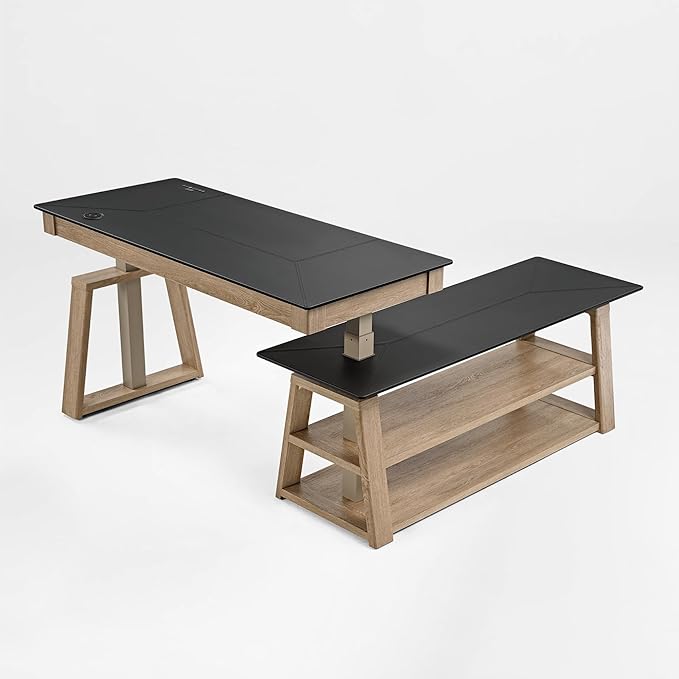 EUREKA ERGONOMIC L Shaped Standing Desk Ark EX, 60in Executive Adjustable Height Office Desk with Drawers,Computer Desk with Storage, Modern Executive Home Office,Oak Grey