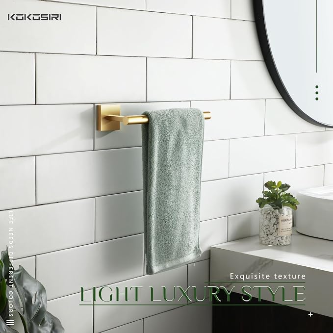KOKOSIRI Bathroom Towel Bar Gold Hand Towel Holders Wall Mount Toilet Kitchen Cabinet Paper Holder Stainless Steel Bath Accessories, B3008BG