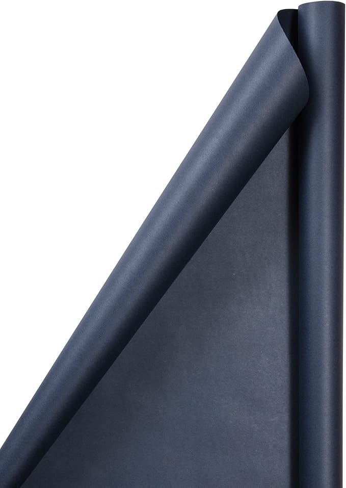 JAM Paper Gift Wrap - Matte Wrapping Paper - 50 Sq Ft Total (30 in x 10 Ft Each) - Matte Cobalt Navy Blue - 2 Rolls/Pack