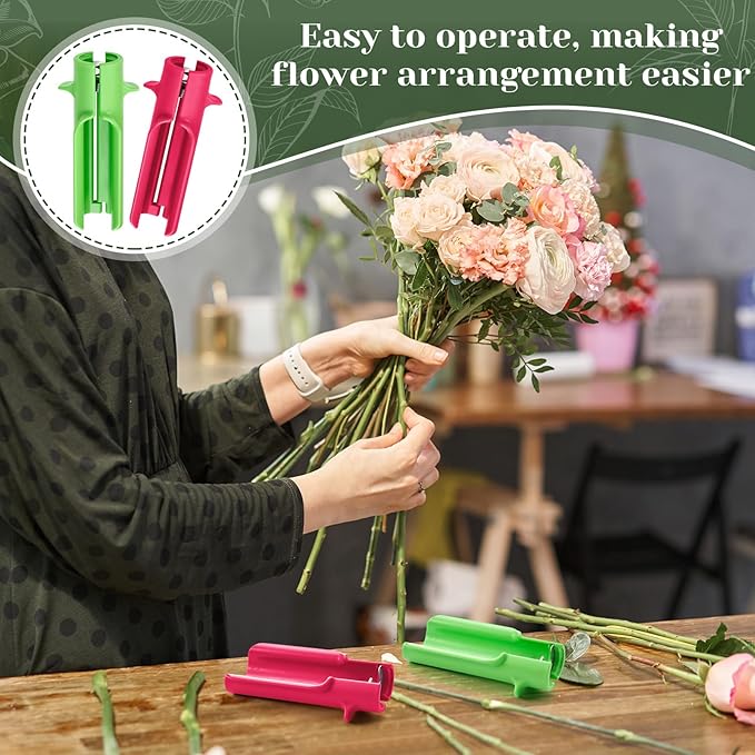 Lasnten 2 Pcs Rose Thorn Stripper Tool Thorn Remover for Roses Leaf Stripper Tool Flower Stem Cleaner Cutter to Removal Leaf for Home Flower Shop Gardening Floral Arrangement (Green,Rose Red)