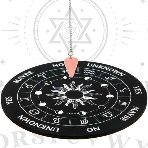 Pendulum Board Dowsing Kit - 3 Wooden Spirit Talking Boards & Crystal Pendulum Necklace | Ghost Hunting Tools