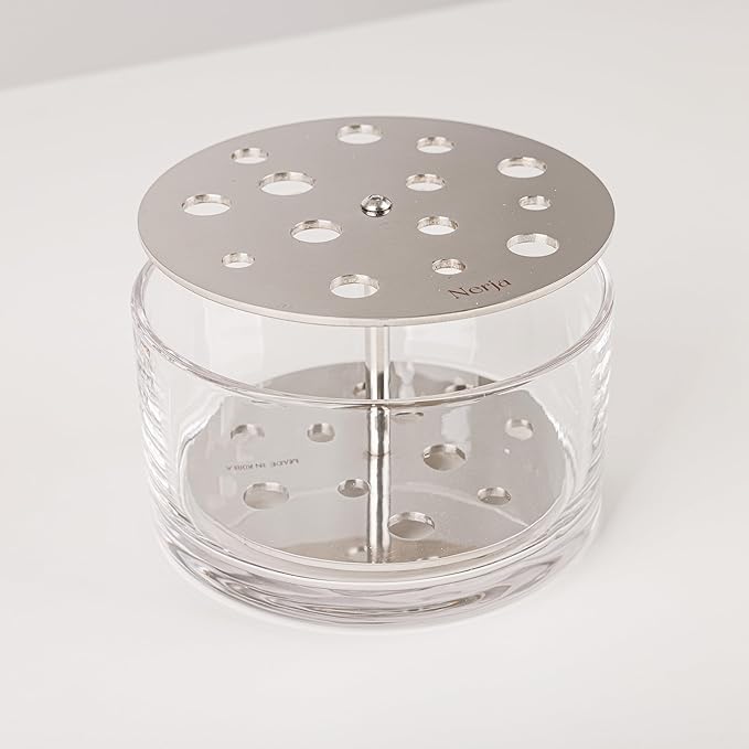 Ikebana Vase – Round Medium, Stainless Steel Stand, Luxury Modern Decorative Vase for Home, Table Centerpiece, Office