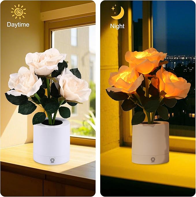 WSYEAR Forever Yellow Rose Flower Lamp Touch Lamp Christmas Birthday Gifts for Women Her Wife Girlfriend Daughter, Dimmable Rose Lamp Decor for Bedroom