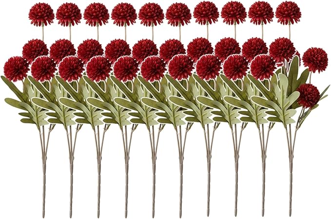 Artificial Hydrangea Flowers Fake Hydrangeas Faux Flowers Bouquet Artificial Plants for Wedding Home Office Decor Excluding vases-（Bright Red 10 PCS）