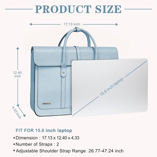 MOSISO Laptop Bag - Stylish 15-15.6 Inch PU Leather Convertible Backpack & Messenger Bag | Air Blue