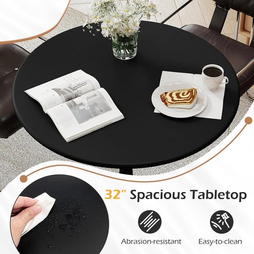 Giantex Modern Black Round Dining Table - 32" Tulip Design with Thickened Top & Sturdy Metal Base | Ideal for Small Spaces