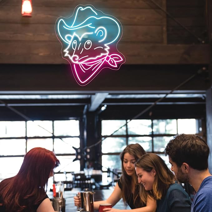Opossum Cowboy Neon Sign, Western Rodeo decor Cowboy Mouse Neon Sign, Cowboy Bar Decor, Gaming Room Decor, Funny Western Opossum Sign, Light up Cute Animal Shape LED Lamp, Unique Home