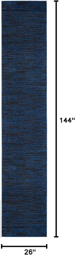 Nourison Home Nourison Essentials Midnight Blue 2'2" x 12' Area Rug - Easy Clean, Non Shedding, Bed Room, Living Room, Dining Room, Kitchen (12' Runner)