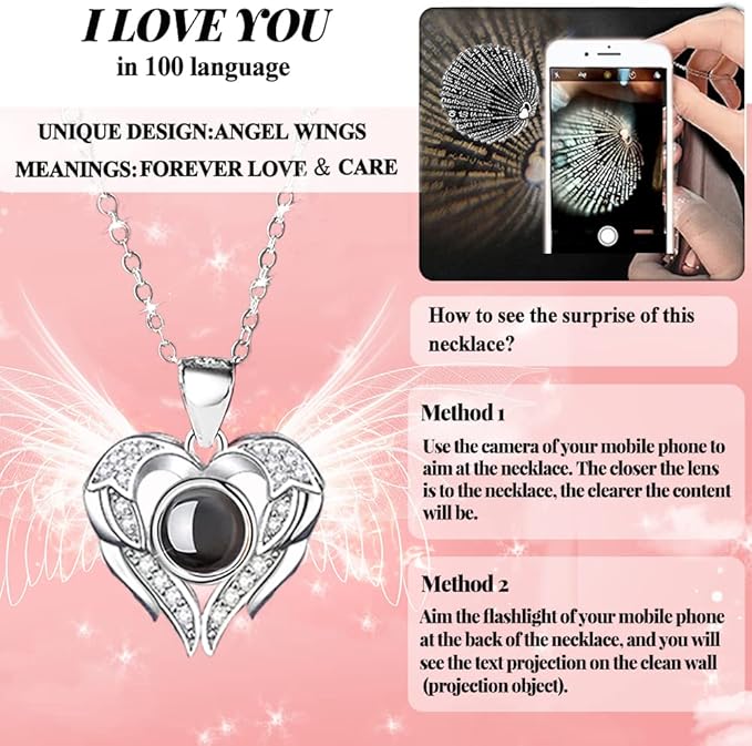 Preserved Real Rose with I love you Necklace 100 Languages, Gifts for Girlfriend, Women, Mom, Wife, Gifts Idea on Christmas, Valentine's Day, Mother's Day, Birthday, Anniversary, Thanksgiving
