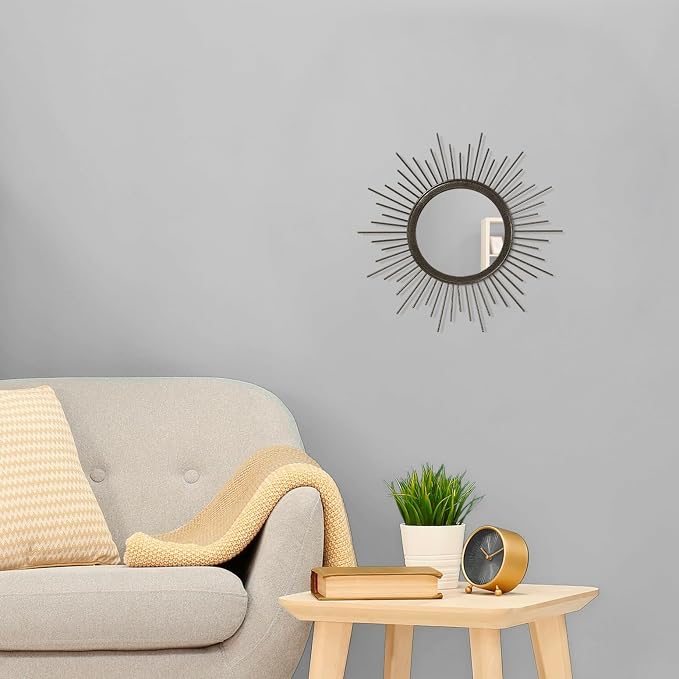 Sunburst Spoked Mirrors for Wall Boho Home Round Wall Art Mirror Classic Metal Modern Hanging Mirror Living Room Hallway Bathroom Bedroom Office Vanity Entryway