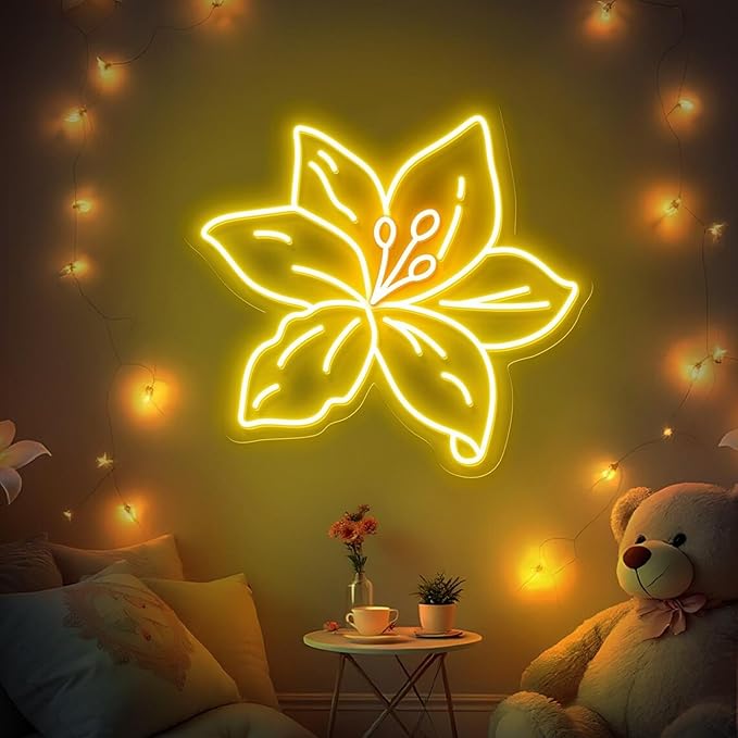 Lily Flower Neon Sign - Dimmable, Customizable Colors, Ideal Flower Neon Sign & Neon Signs for Wall Decor, Perfect for Healing Bedrooms, Nature-Inspired Studios, Plant Enthusiasts' Spaces, Great Gift for Boho & Nature Lovers