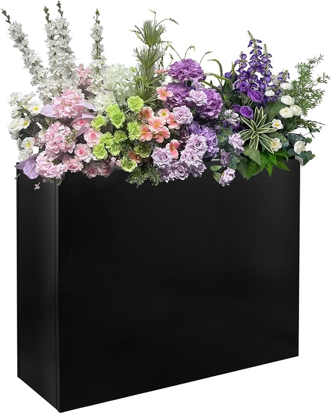 Tall Rectangle Planter 38 L x 12" W x 30" H Black Metal Large Planter Boxes Outdoor Pots,Flowers Pot Garden Porch Patio Privacy