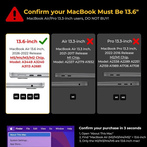 EooCoo MacBook Air 13-Inch Case | Ultra-Crystal Clear Protective Hard Shell Cover - 2024-2022 Models