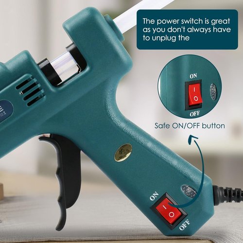 MAXDONE Hot Glue Gun Kit - Heavy Duty 100W Full Size Craft Glue Gun with 12 Glue Sticks (0.43" x 8")