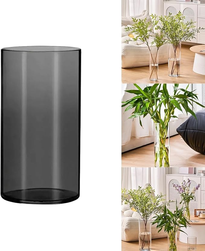 Clear Acrylic Flower Vase, Modern Unbreakable Decorative Cylinder Vase for Wedding Bouquets, Centerpieces, and Home Decor - 15cm Diameter, 30cm Height
